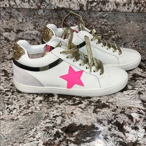 Vintage Havana White and Gold Sneakers with Pink Star